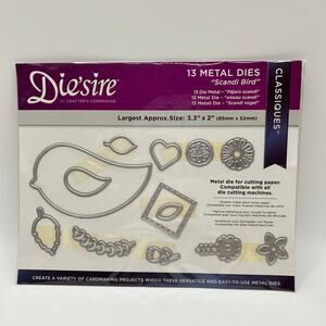 Diesire Classiques 13 Metal Dies NIP Scandi Bird for cardmaking Floral Leaves
